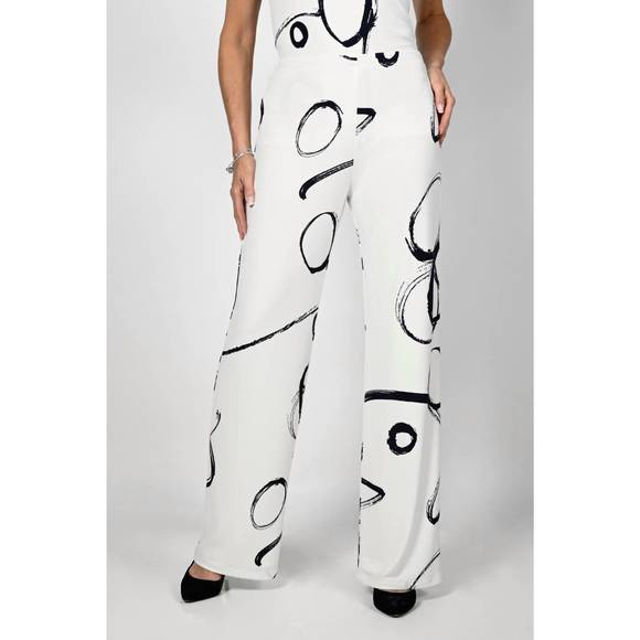 NEW FRANK LYMAN printed palazzo trouser in off white/navy - Picture 1 of 4